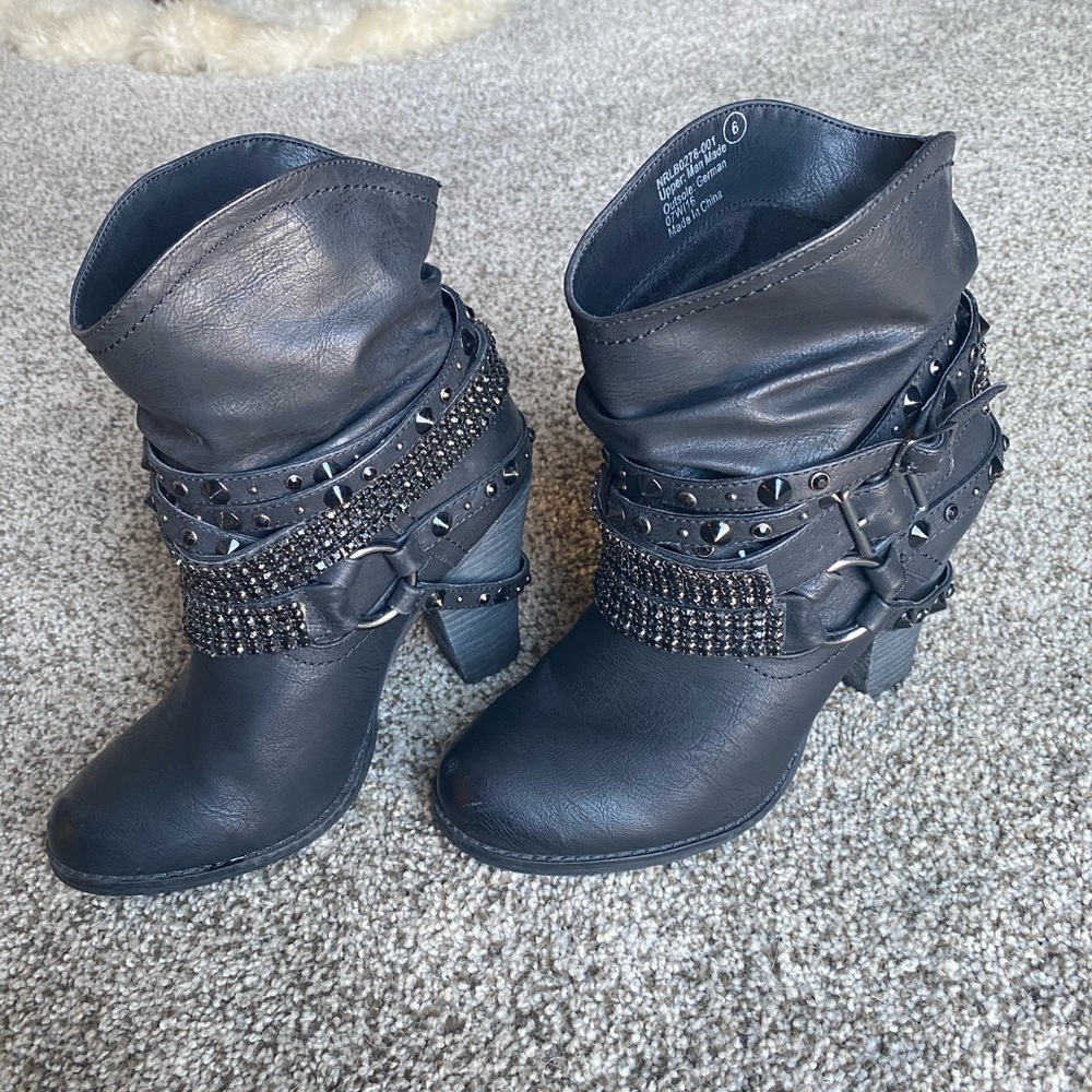 Black booties with studs